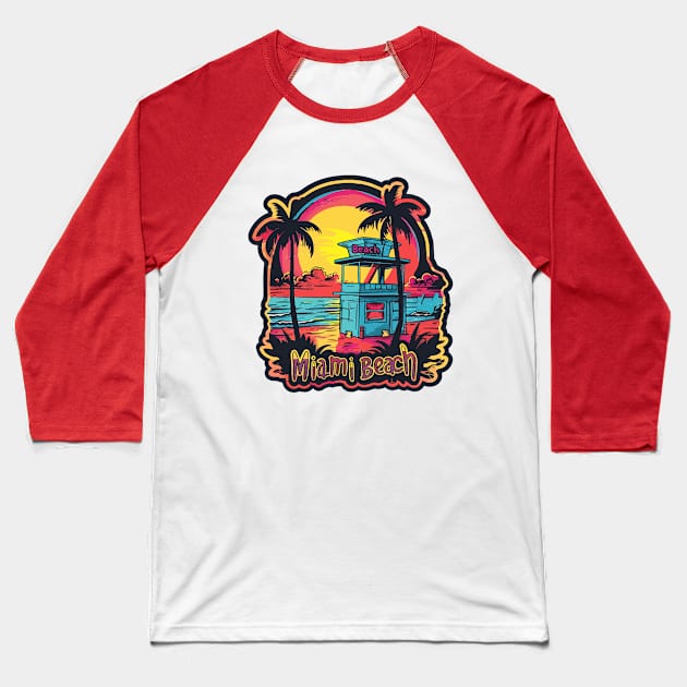 Miami Beach Florida Baseball T-Shirt by VelvetRoom